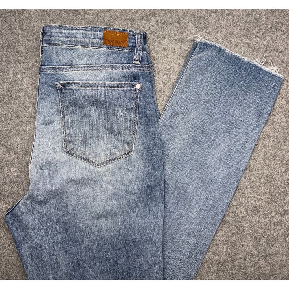 Judy Blue Straight Fit Jeans Size 13/31 Light Wash Blue Stretch High Rise Boho